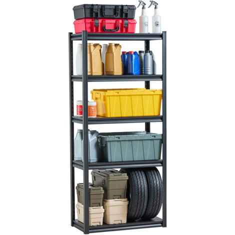 VEVOR Storage Shelves, 2000 lbs, 5 Tier Garage Storage Shelving, 16" D x 32" W x 72" H Adjustable Metal Shelves for Garage Shelves Utility Rack Shelf, Ideal for Kitchen, Warehouse, Basement, Black