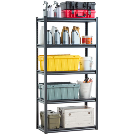 VEVOR Storage Shelves, 2000 lbs, 5 Tier Garage Storage Shelving, 18" D x 36" W x 72" H Adjustable Metal Shelves for Garage Shelves Utility Rack Shelf, Ideal for Kitchen, Warehouse, Basement, Black