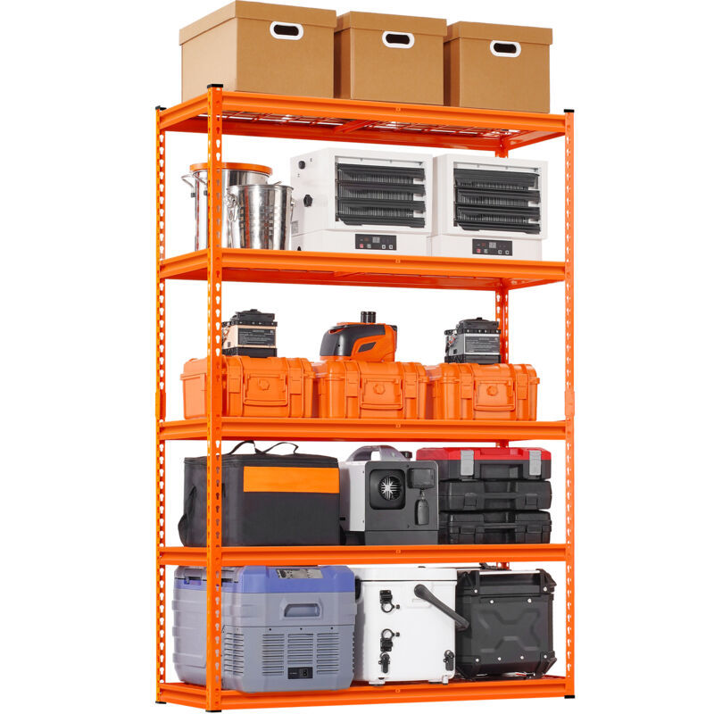 VEVOR Storage Shelves, 2500 lbs, 5 Tier Heavy Duty Garage Shelving, 18" D x 48" W x 72" H Adjustable Metal Shelves for Industrial Shelving Unit