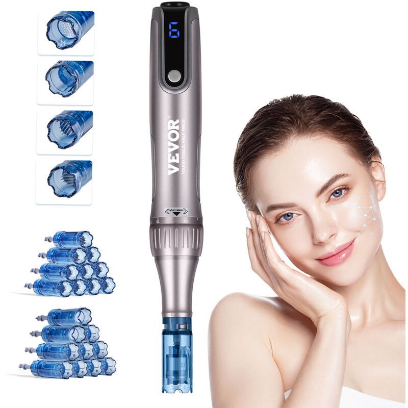 Vevor - Stylo de Microneedling Visage M8S, Stylo Derma Electrique avec 20 Aiguilles Anti-reflux, Appareil de Beaute Professionnel a 6 Vitesses