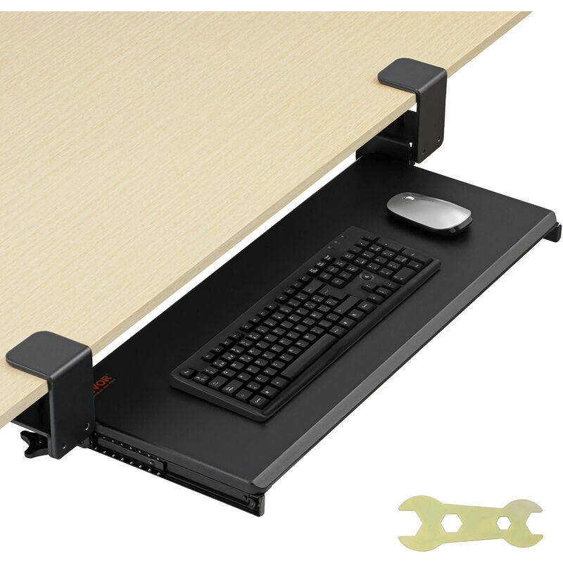 Mophorn - vevor Support Clavier 68x28 cm Plateau pour Clavier et Souris Coulissant sous Bureau Charge Max 5 kg Tablette Coulissante Clavier Fixation