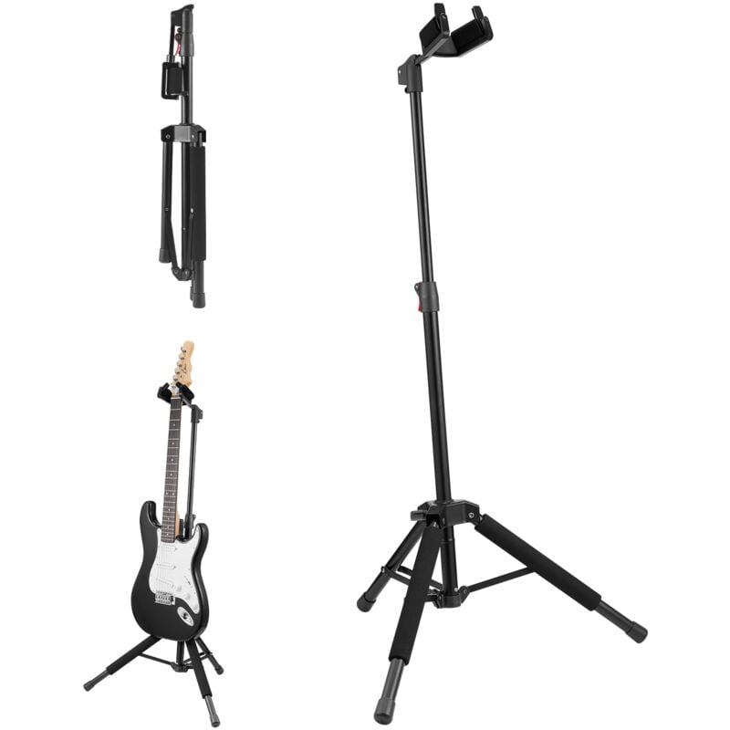 Vevor - Support de guitare sur pied, capacite de charge 33 lb/15 kg, porte guitares basses pliable avec hauteur reglable 900-1200 mm, support a