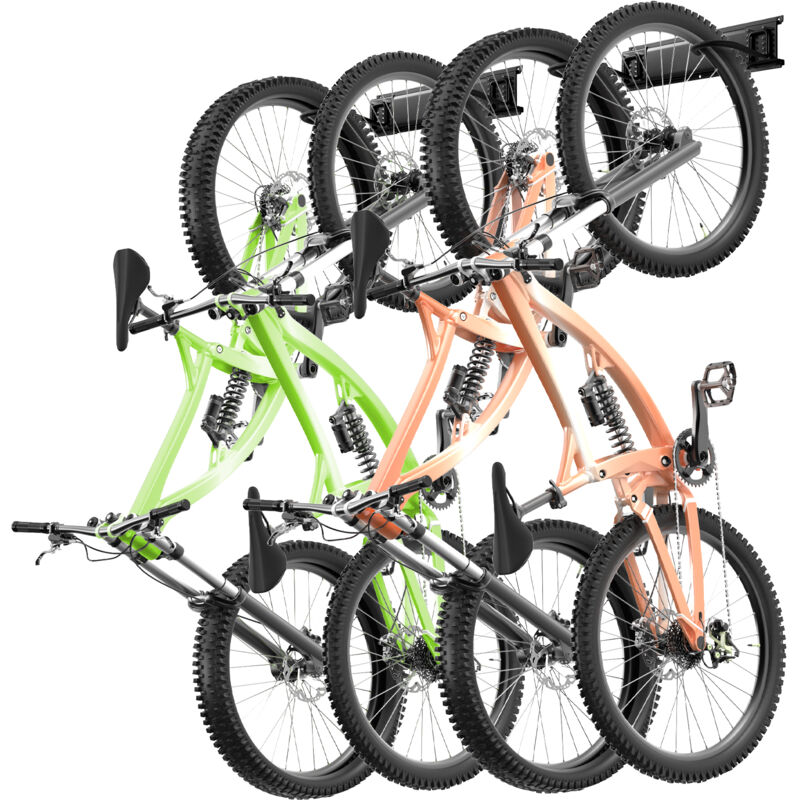 Vevor - Support de rangement pour velo, 4 supports de velo et 2 crochets pour casques, support mural pour rangement de velo, organisateur de maison