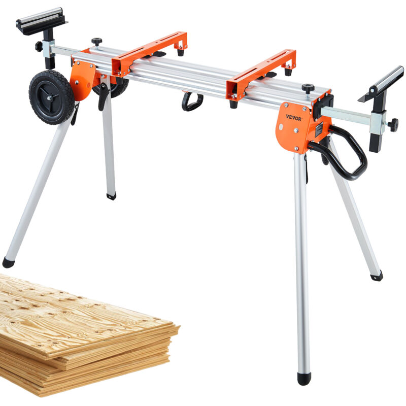 Image of Supporto per Troncatrice Banco di Lavoro Estraibile Altezza 84cm Carico Max. 225kg, Supporto per Troncatrice con Guida Scorrevole Larghezza