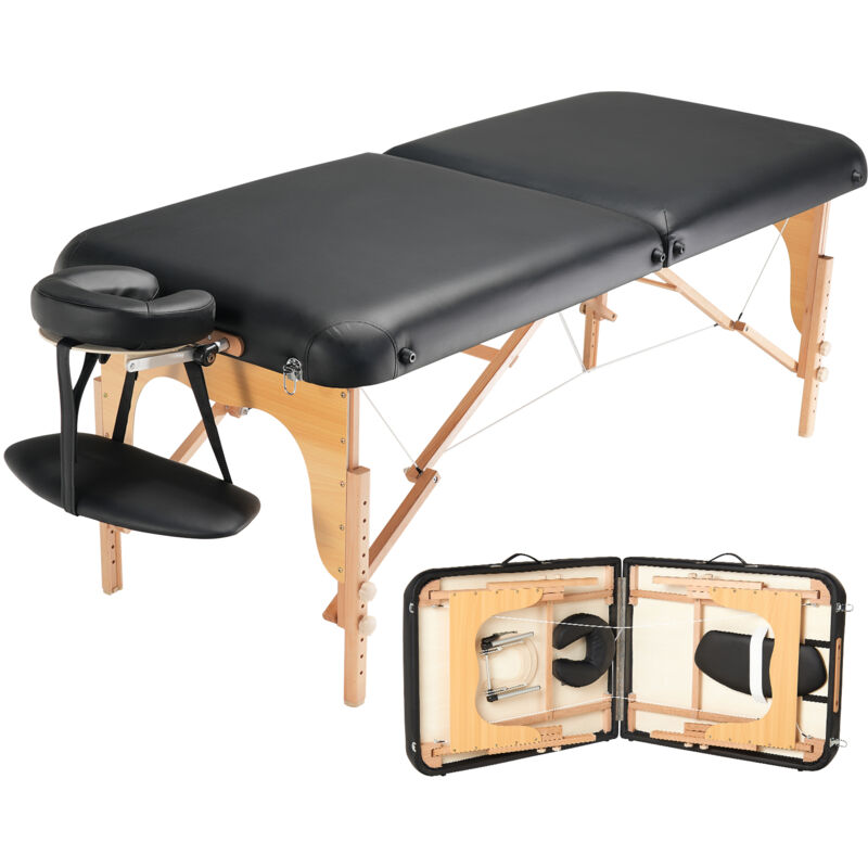 Vevor Table de massage portable, 760mm, lit de tatouage de salon professionnelle pliante, charge de 340 kg, hauteur reglable 8 niveaux, table de spa