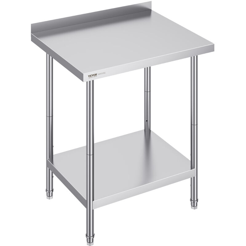 Vevor - Table de Travail en Acier Inoxydable 76,2x61x91,4 cm, Table de Preparation des Aliments Durable, Hauteur Reglable, Meuble de Rangement des