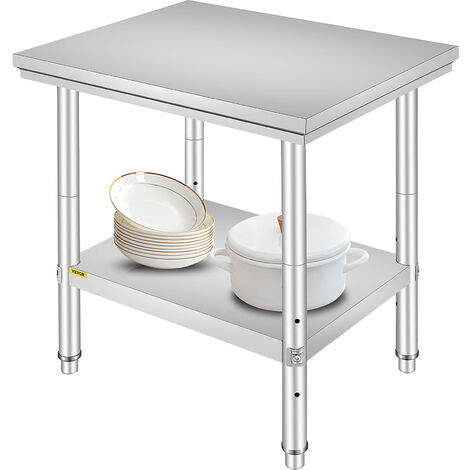 VEVOR Table de Travail en Acier Inoxydable pour Préparation de Cuisine 610x762 mm