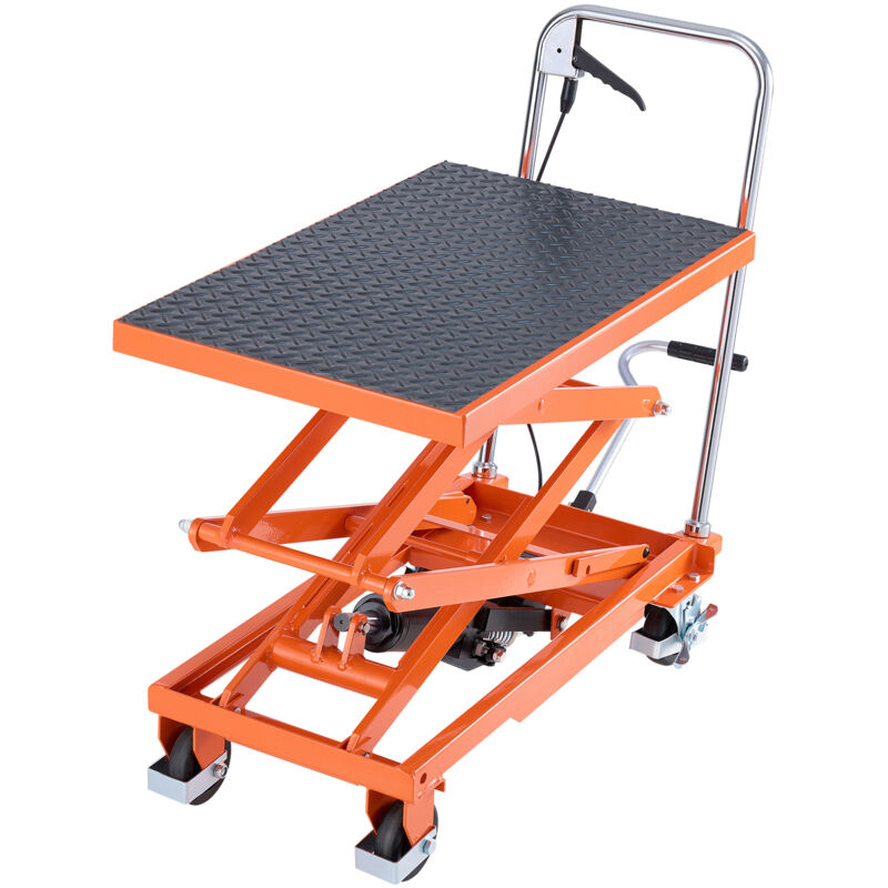 VEVOR Table Elevatrice Hydraulique, Capacite 226,8 kg, Chariot a Table Elevatrice Double Ciseaux, Hauteur de Levage 300-1200 mm, 4 Roues et Patin