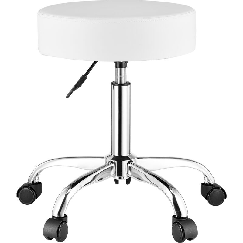 VEVOR Tabouret à Roulettes Capacité 204kg Rond Hauteur Réglable 55-71cm En Cuir PU Épais