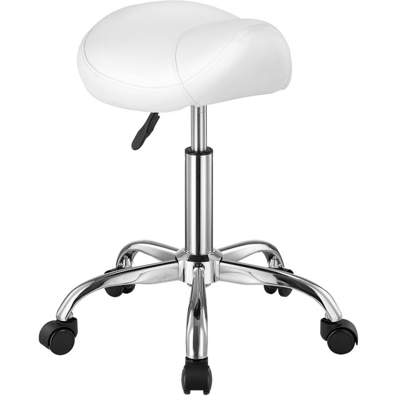 VEVOR Tabouret de selle a roulettes, capacite poids 204 kg, tabouret roulant ergonomique, hauteur reglable, chaise de selle pivotante en cuir PU