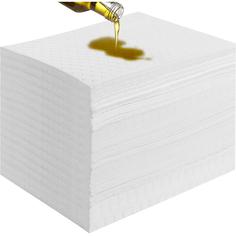 Vevor Tapis Absorbant Liquide Universel Lot de 100 Pieces Taille 380x500 mm, Tapis Absorbant lEau Huile jusqu'a 75,7 l, pour Deversements, Cuisine