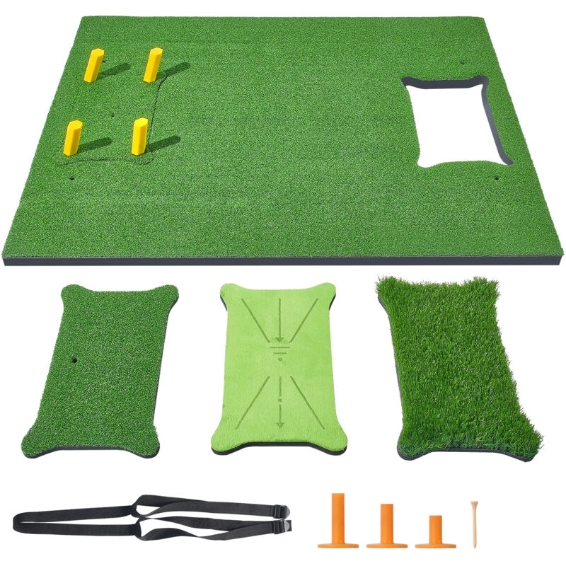 Vevor - Tapis deentrainement de golf 4 en 1, tapis en gazon synthetique 5 x 4 pieds, accessoires de golf ameliores avec 4 inserts interchangeables,
