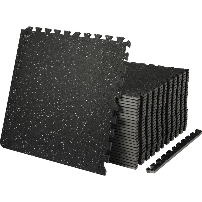 Vevor Tapis en Caoutchouc a Emboitement 25 Pcs Protections Sol en Mousse 14 mm deEpaisseur Tapis de Sol Emboitables 9,3 m² Noir Gris Reduction du Son