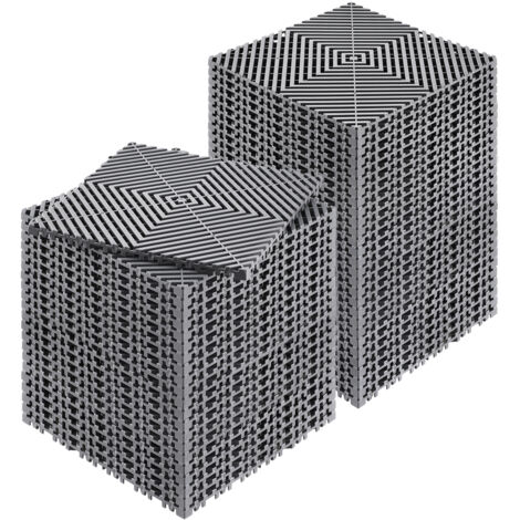 VEVOR Tappetino di Drenaggio ad Incastro 310 x 310 mm Cuscino ad Incastro Modulare da 50 Pezzi, Piastrelle per Pavimenti di Drenaggio Grigio Antiscivolo e Tappetino per Doccia, per Garage Giardino