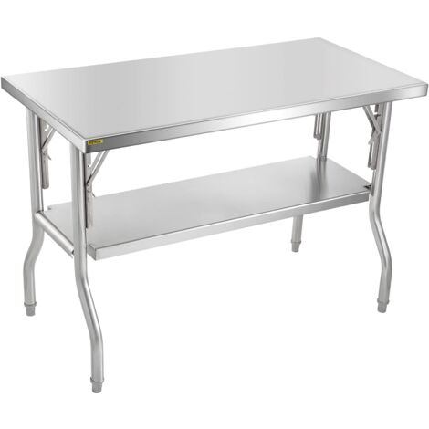 VEVOR Tavolo Acciaio Inox Professionali 40,8 Libbre Tavolo da Lavoro per Cucina 48 x 24 x 33,5 Pollici Gastronomia Tavolo da Lavoro, capacità di Carico 350 kg Piano Lavoro Commerciale per Ristorante