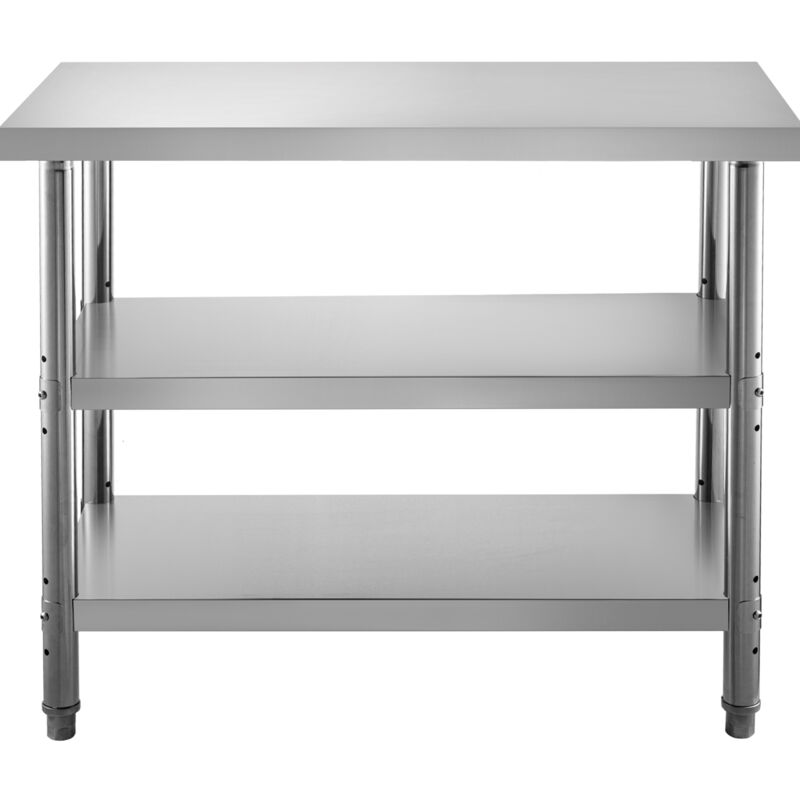 Image of Vevor - Tavolo per la preparazione, 48x14x33 pollici Tavolo commerciale in acciaio inox, 2 tavoli regolabili per la preparazione, per garage, casa,