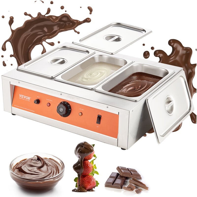 Mophorn - vevor Tempereuse a Chocolat Commerciale 1500 w Bain-Marie Electrique pour Chocolat 3 Cuves de 3,3 l Fondoir a Chocolat Temperature Reglable