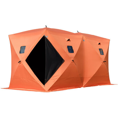 VEVOR Tente de Peche sur Glace Impermeable 8 personnes 360 x 180 x 205 cm Orange
