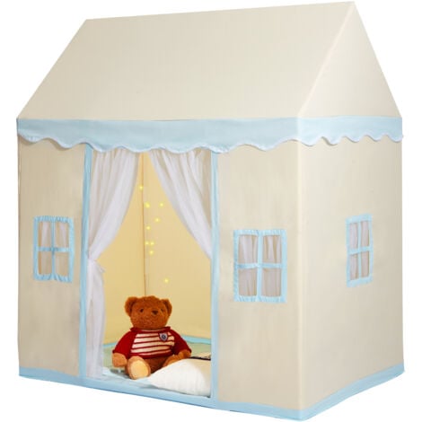 VEVOR Tienda de Campaña para Niños Cabaña para 1 a 5 Años Tienda de Campaña para Niños con Alfombra y Lámparas con Ventanas para Interior y Exterior Tienda de Campaña Castillo para Niños,Color Beige