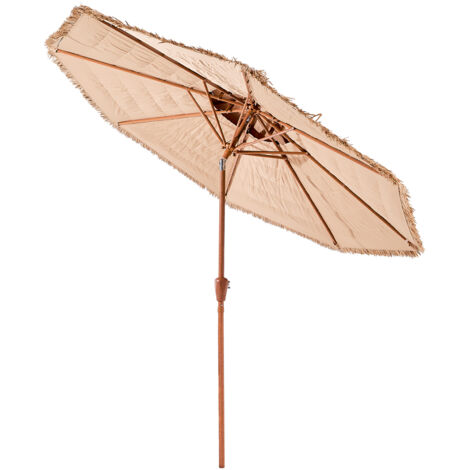 VEVOR Tiki Umbrella, 9 ft Thatched Patio Umbrella with Tilt, 2-Tier Hawaiian Style Beach Parasol with PP Thatch and 8 Metal Ribs, Grass Pool Umbrellas for Beach, Patio, Poolside, Backyard & Garden