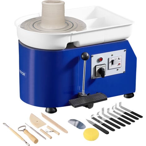VEVOR Töpferscheibe Keramik Rad Maschine 350 W, Elektrische Töpferscheibe Maschine 28 cm 300 U/min Töpferscheibenmaschine, mit Pedal & Schürze Formmaschine, Geeignet für Anfänger, Enthusiasten usw.