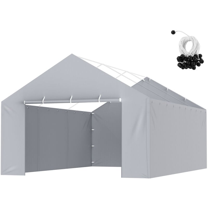 Mophorn - vevor Toile deauvent de rechange pour abri de voiture, 6,1x4 m, bache de garage paroi laterale, impermeable protegee contre uv,