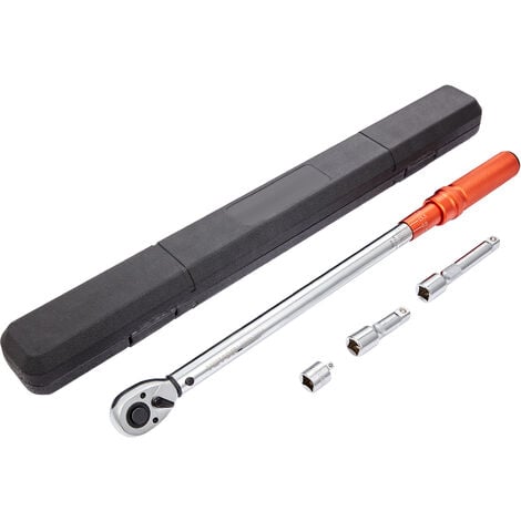 VEVOR Torque Wrench, 1/2-inch Drive Click Torque Wrench 20-250ft.lb/34-340n.m, Dual-Direction Adjustable Torque Wrench Set, Mechanical Dual Range Scales Torque Wrench Kit with Adapters Extension Rod