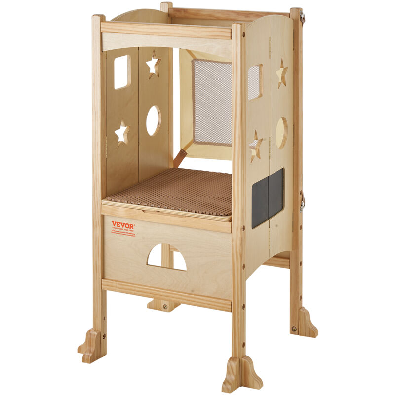 Mophorn - vevor Tour deObservation Enfant Charge 56,75 kg Tour deApprentissage Montessori Pliable Bois Massif 3 Hauteurs Filet de Securite pour