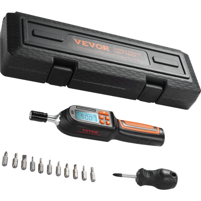 VEVOR 1/4-inch momentschroevendraaiersleutelset, koppelverstelbereik 0,3-8 Nm, momentschroevendraaier in stappen van 1 in-lb, schroevendraaierboorset met digitaal display