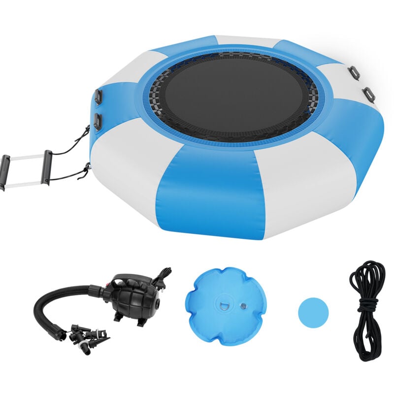 Vevor Trampoline Aquatique Gonflable, Trampoline sur l'Eau 200x50 cm, Plate-forme de Natation Portable avec Echelle et Pompe a Air Electrique,