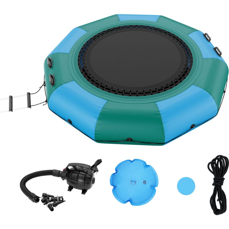 VEVOR Trampoline Aquatique Gonflable, Trampoline sur l’Eau 310x60 cm, Plate-forme de Natation Portable avec Echelle et Pompe a Air Electrique,