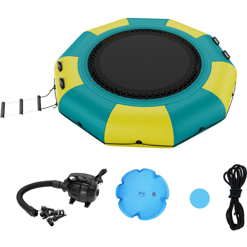 VEVOR Trampoline Aquatique Gonflable, Trampoline sur l’Eau 310x60 cm, Plate-forme de Natation Portable avec Echelle et Pompe a Air Electrique,
