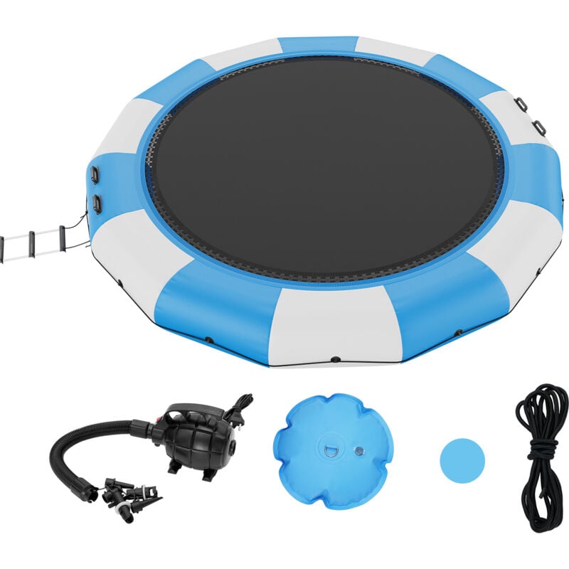 VEVOR Trampoline Aquatique Gonflable, Trampoline sur l’Eau 470x60 cm, Plate-forme de Natation Portable avec Echelle et Pompe a Air Electrique,