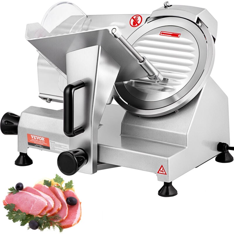 Trancheuse Electrique Commerciale 200 w Trancheuse a Jambon Lame 203 mm 350-400 tr/min Trancheuse Charcuterie en Acier Inoxydable et Alu pour Couper