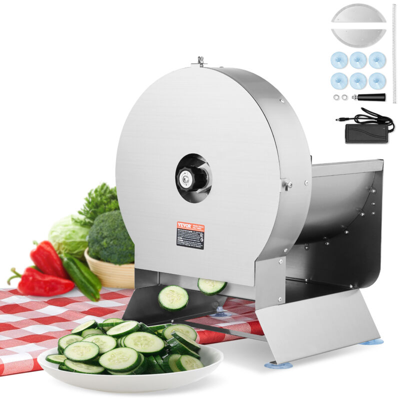 Vevor Trancheuse Jambon Electrique 0-12 mm Epaisseur Reglable,Trancheur de Legumes Fruits Convertible en Manuelle, Machine a Trancher les Aliments