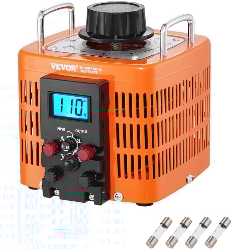 Mophorn - vevor Transformateur de tension variable auto 2000 va, 6,6 a, entree 230 v, sortie 0-300 v, regulateur de tension ac lcd, 4 fusibles,