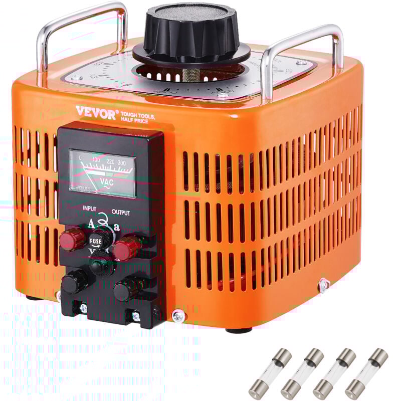 Vevor - Transformateur de tension variable automatique 3000 va, 10 a, entree 230 v, sortie 0-300 v, regulateur de tension ac 4 fusibles, interrupteur