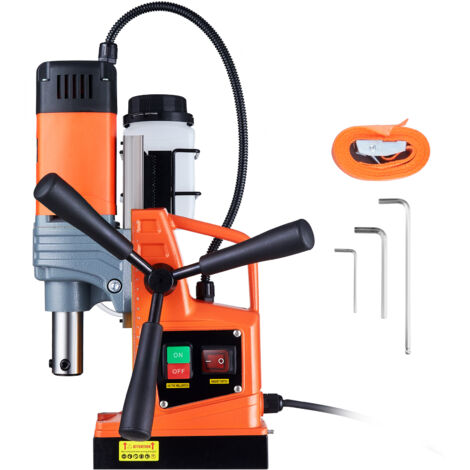 VEVOR Trapano a Colona Magnetico Velocita tra 0-810 giri/min Portatile 220V-240V 50/60Hz 1300W, Trapano Magnetico Diametro di Perforazione Max. 40mm Profondita Max. 50mm Forza Magnetica Fino a 13000N