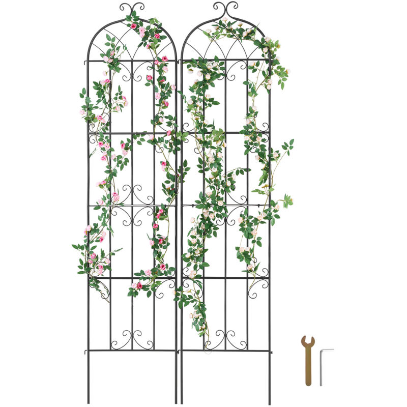 VEVOR Garden Trellis for Climbing Plants, 87 x 20 in, 2 Packs Rustproof Metal Garden Flower Trellis, Outdoor Climbing Rose Trellis Cucumbers Support, Decorative Clematis Trellis for Courtyards Lawns