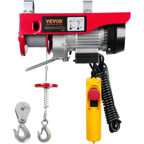 MOPHORN VEVOR Treuil a Cable Electrique 250 kg Palan Electrique avec Telecommande Filaire 4 m Treuil-Palan 510 W 10 m/min Hauteur de Levage Cable Simple 12 m Moteur Cuivre Pur pour Garages Entrepots Usines