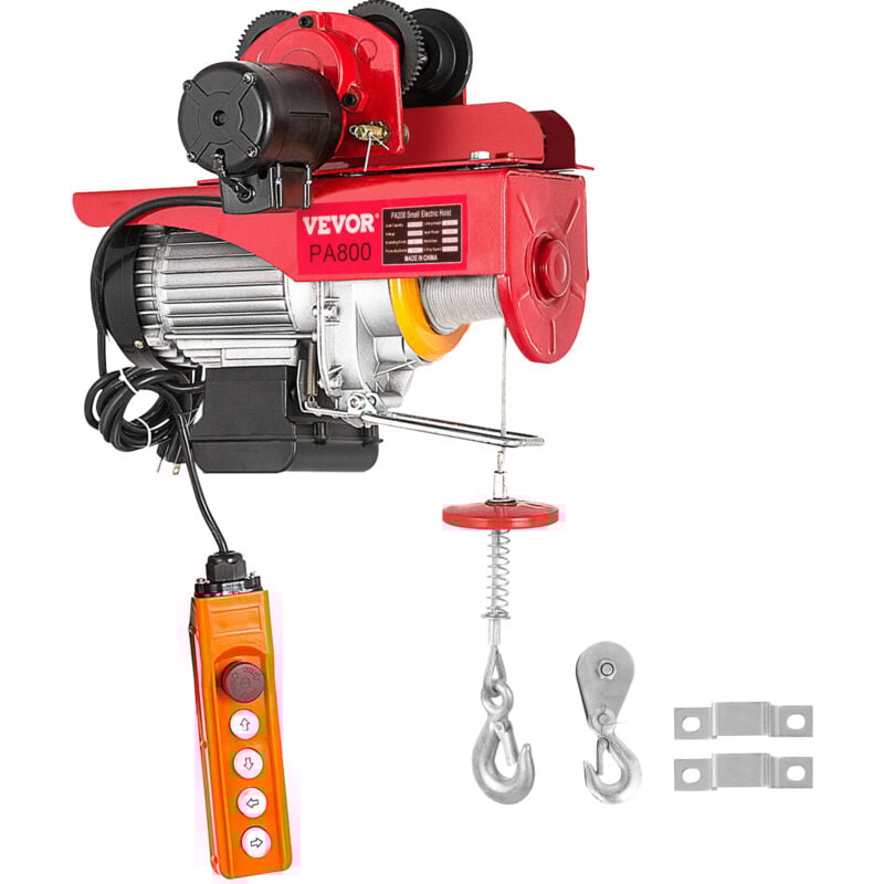 VEVOR Treuil a Cable Palan Electrique 400kg/800kg 1300W Palan a Levier en Acier 880lb/1760lb Palan Electrique a Chaine Simple/Double:12m/min, 6m/min