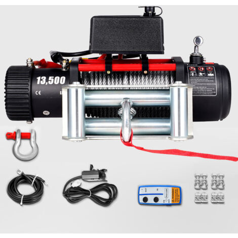 VEVOR Treuil Electrique 12 V Treuils de Remorquage 6125 kg Telecommande et Corde de Acier 24 m pour Amateurs Treuil pour Camions