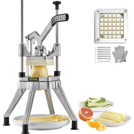 VEVOR Tritatutto Manuale Uso Commerciale Multifunzione in Acciaio Inox Lama 1/2 Pollici 1,27 cm, Tagliapatate Bastoncini di Frutta Tritaverdure Manuale Tritatutto per Frutte Verdure