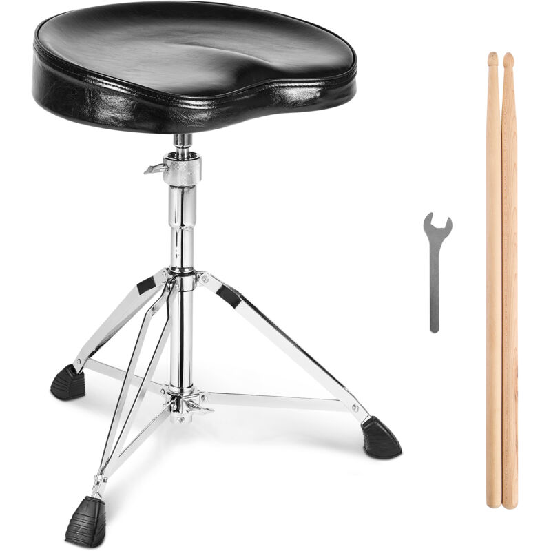 VEVOR Trone de tambour, 540-670 mm, tabouret de tambour batterie rembourre, hauteur reglable, avec pieds antiderapants, baguettes 5A charge 227 kg
