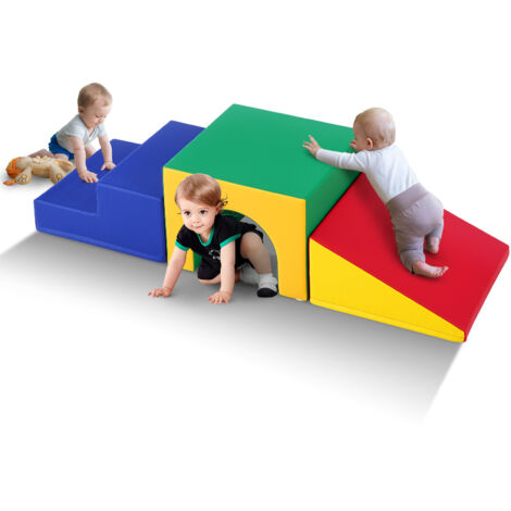 VEVOR Tunnel Singolo da Scalare, Set da Gioco per Bambini, Blocchi da Arrampicata in Schiuma per Bambini, Labirinto per Tunnel per Bambini con Scale e Rampa, 3 Pezzi (Assortiti)