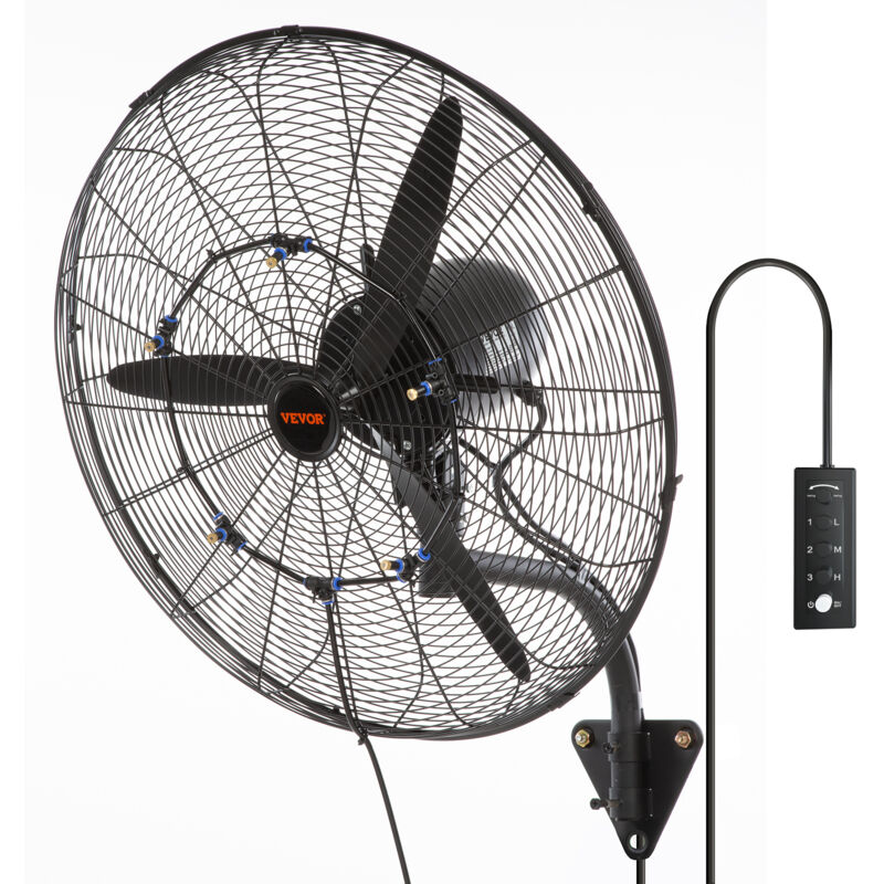 Vevor - Ventilateur brumisateur mural, 61,6 cm, ventilateur industriel oscillant etanche, 3 vitesses, 7000 cfm, ventilateur commercial ou residentiel