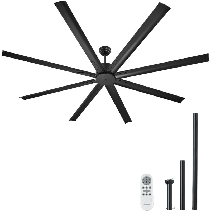 VEVOR Ventilateur De Plafond Sans Lumière 214cm Avec 6 Vitesses 8 Pales Aluminium