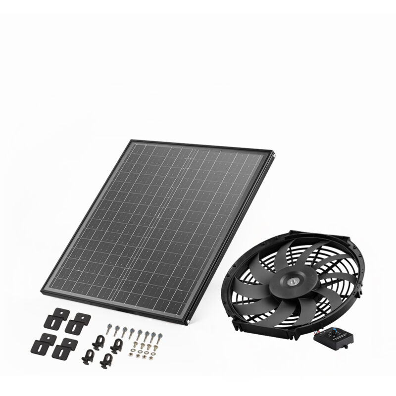 VEVOR Ventilateur deExtraction Solaire de Grenier, 340x70 mm, Extracteur deAir de Grenier avec Thermostat Reglable, Maille Exterieure, Capacite Flux