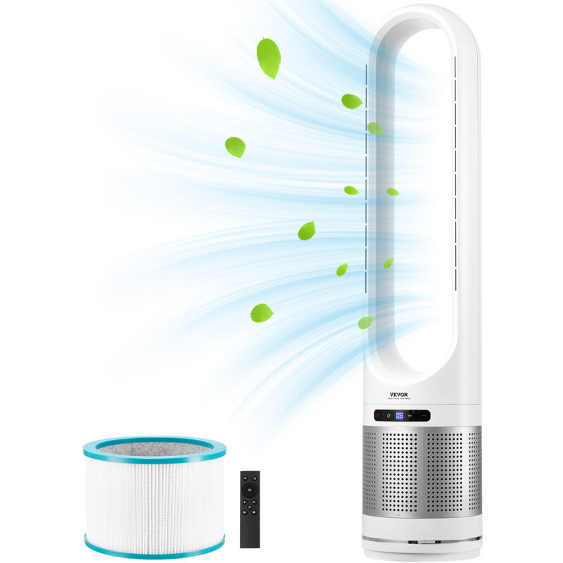 VEVOR Ventilateur tour sans pales, ventilateur de sol a vitesse de 15,4 pi/s qui souffle de lair froid, ventilateurs oscillants a 8 vitesses a 80°,