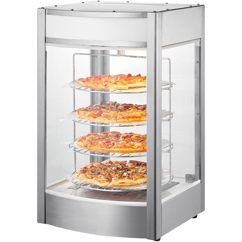 Vevor - Vitrine Chauffante Commerciale pour Pizza 14 po, Presentoir a Chaud 4 Niveaux, Chauffage a Vapeur Rotatif, Controle de la Temperature 30-85